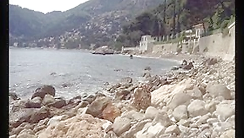 Slothful, relaxed beach cook jerking with spunk flow