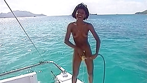 A Black bitch fuck with her white boyfriend on yacht A Black bitch fuck with her white boyfriend on yacht