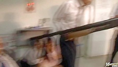 Risa Kasumi Asian model has sex in the bank