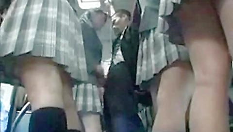 Asian Gives Handjob On Bus