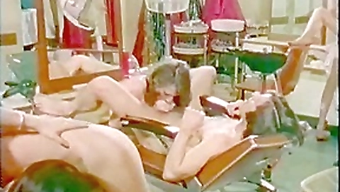 Classic sex tape with a hot orgy at the barbershop Classic sex tape with a hot orgy at the barbershop