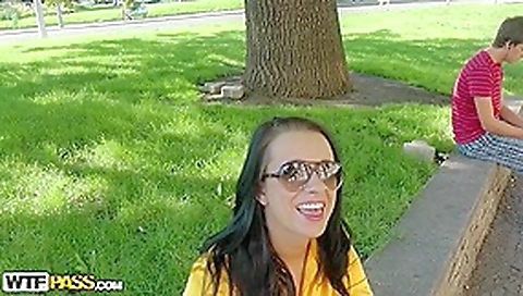 Brunette Hair shows a chap where to go and her stripped body Brunette Hair shows a chap where to go and her stripped body