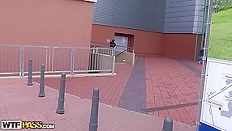 Hotty in fishnets dancing amoral striptease in bowling Hotty in fishnets dancing amoral striptease in bowling