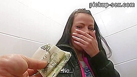 Eurobabe Kristyna banged and jizzed on her back in public toilet