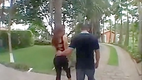 Latina hottie tames two cocks by the pool