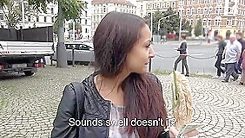 Real amateur brunette Eurobabe Lili Devil railed for some cash