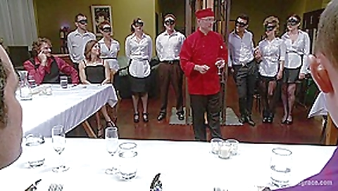 Nerine Mechanique served up and fucked at a dinner soiree Nerine Mechanique served up and fucked at a dinner soiree