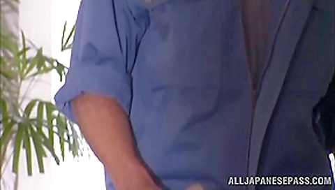 Amazing Asian milf gets screwed by a burglar in the office