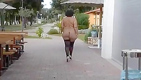Fat ass mature walking naked in public