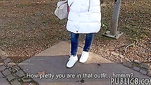 Czech girl flashes her tits and fucked in the woods