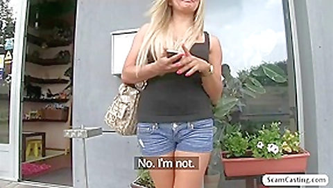 Blonde babe Jenna gets her tight pussy banged in the bushes by the pervy agent