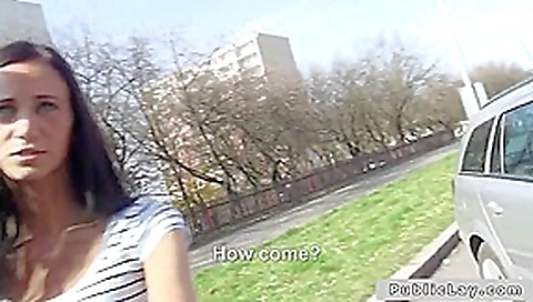 Pounding European brunette amateur outdoors