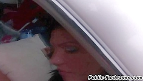 Brazen ###ad blows cock in public