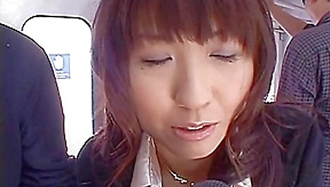 Misato Kuninaka in fishnet stockings in a subway fucking