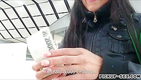 Real amateur brunette Czech girl Kristyna pounded for money