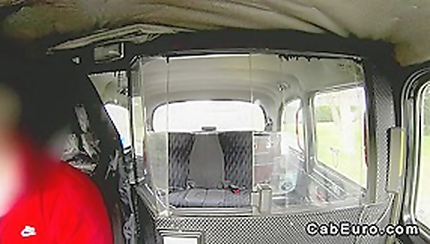 British amateur gives blowjob in fake taxi