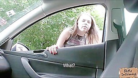 Thick boobies of Marina gets tit fucked by a stranger after she gets helped