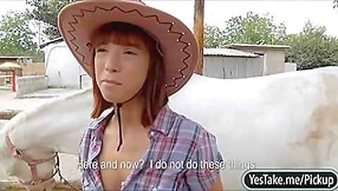 Cowgirl Tina Hot flashes tits and railed in exchange for money