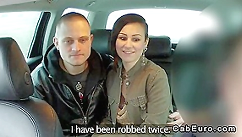 Fake taxi driver in threesome with couple