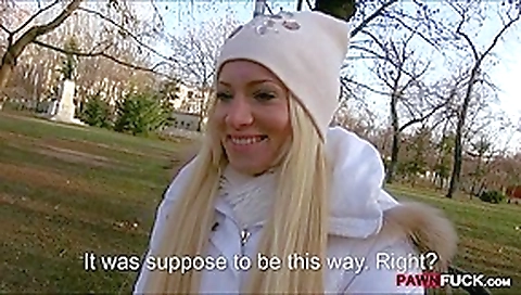 Cute amateur blonde Euro slut drilled in the woods