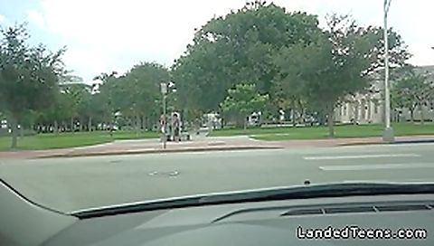 Busty blonde teen 18+ banging in the car in public