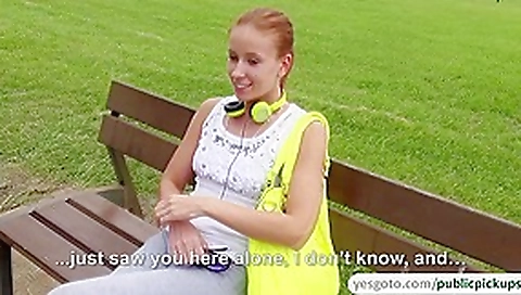 Sexy ginger hottie make quick cash from a quick fuck in public