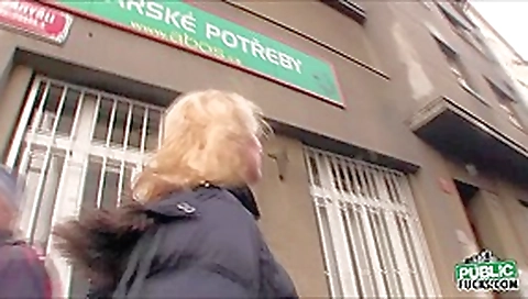 Pretty Maya Angel gets her pussy banged by a total strangers huge dick