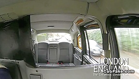 Tattooed blonde fucks big cock in fake taxi in public