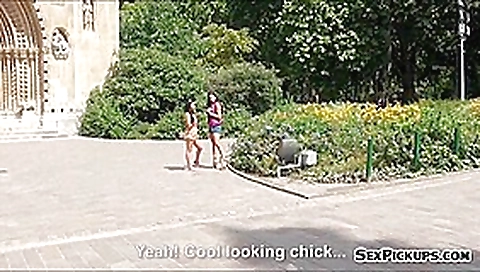 Sexy teen 18+ Kira Queen and friend pounded in public for money