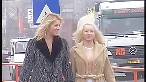 2 kinky blondes girls risky pissing on real public streets