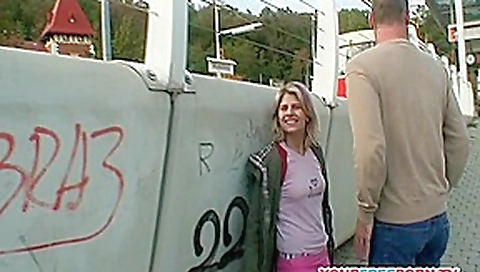 Chubby Blonde teen 18+ gets fucked by a stranger in public