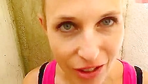 Walking in the streets with cum on her face