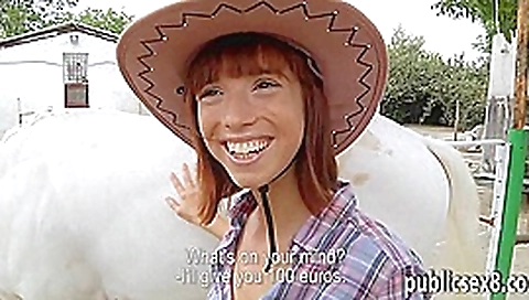 Amateur brunette European teen 18+ nailed in a ranch for cash