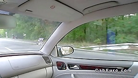 Czech student 18+ gives blowjob in fake taxi for cash